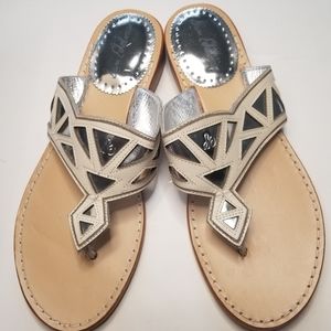 Sam Edelman Treva Thong Sandal Bone/Silver Size US 8